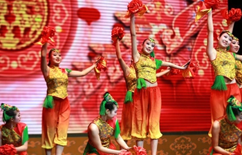 Students dance on art festival to greet upcoming New Year in N China