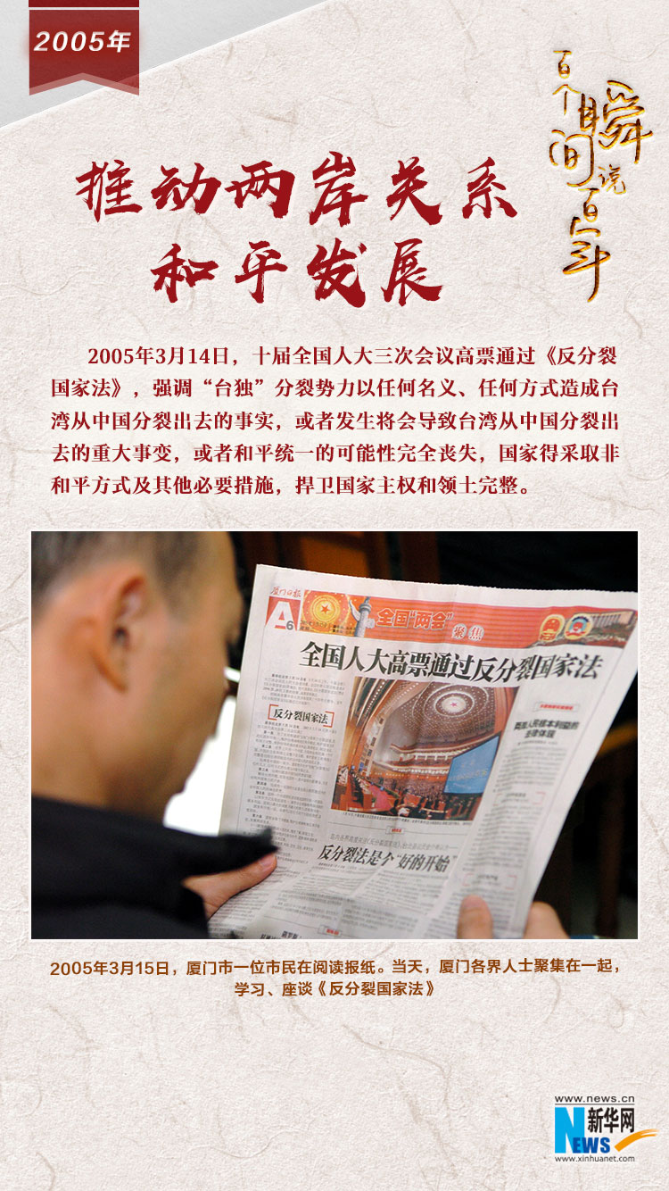 2005，推動兩岸關系和平發(fā)展