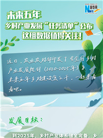 未來五年鄉(xiāng)村產(chǎn)業(yè)發(fā)展“任務(wù)清單”公布 這組數(shù)據(jù)值得關(guān)注！