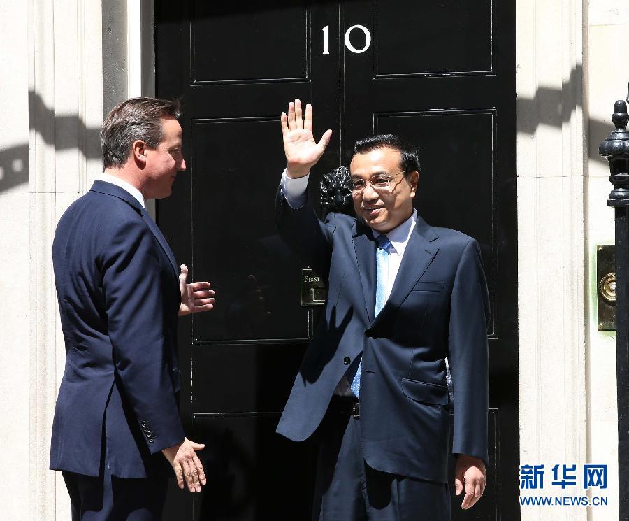 6月17日，中國國務院總理李克強在倫敦唐寧街10號首相府同英國首相卡梅倫舉行中英總理年度會晤。新華社記者 龐興雷 攝