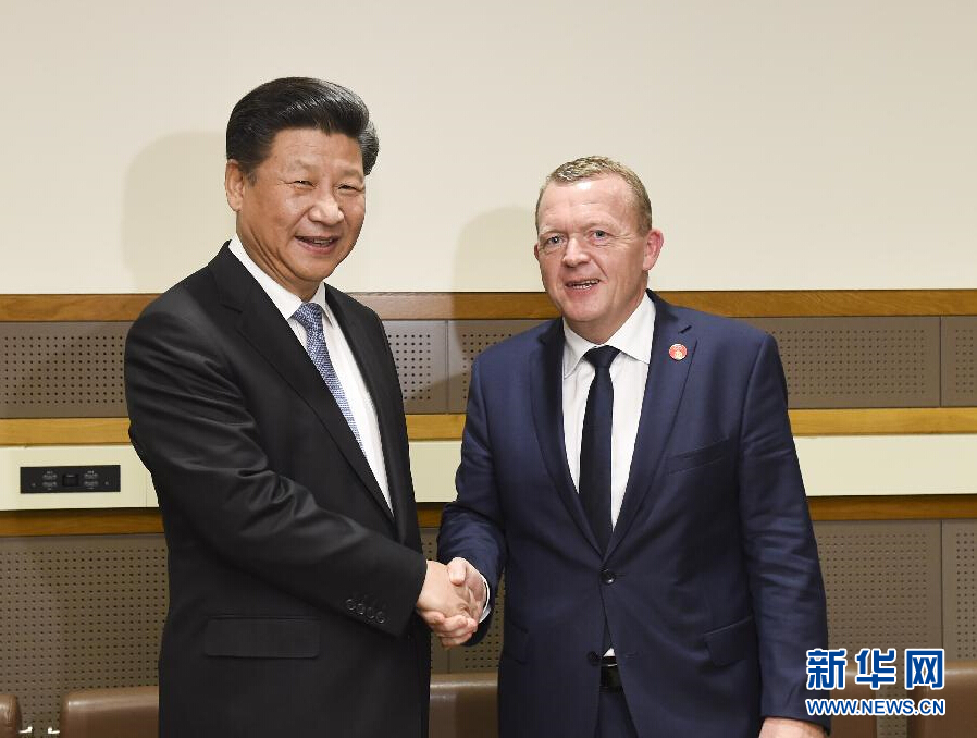 9月28日，國家主席習(xí)近平在紐約會見丹麥?zhǔn)紫嗬鼓律?新華社記者李學(xué)仁 攝