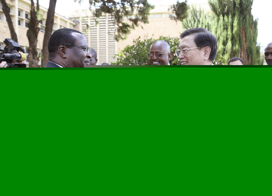 這是3月24日，張德江在肯尼亞首都內羅畢與肯尼亞參議長埃蘇羅舉行會談。 新華社記者馬占成攝