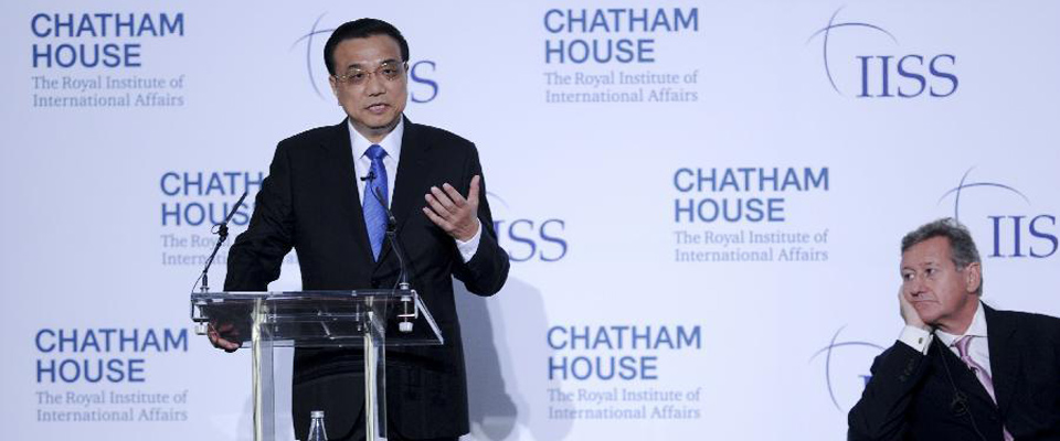 李克強(qiáng)向英國(guó)智庫發(fā)表題為《共建包容發(fā)展的美好世界》的演講